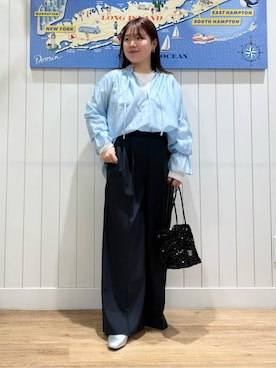 「Dessin（デッサン）の【洗える】クルーネックシースルーロンT（Tシャツ/カットソー、ホワイト系）」を使った、naho2810さん（レディース）の春コーディネート