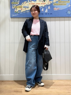 「Dessin（デッサン）の【洗える】メッシュニット（S～L）（ニット/セーター、ピンク系）」を使った、naho2810さん（レディース）の春コーディネート