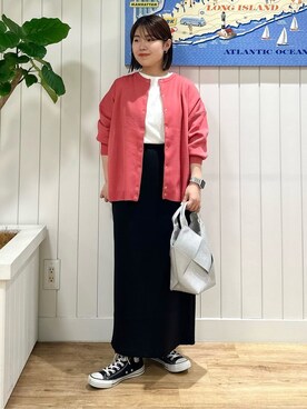 「Dessin（デッサン）の【洗える】ロングスリーブTシャツ＜XS～L＞（Tシャツ/カットソー、ホワイト系）」を使った、naho2810さん（レディース）の秋コーディネート