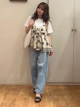 「Cutie Blonde（キューティーブロンド）のアイテム（デニムパンツ）」を使った、AIRIさん（レディース・150cm）の夏コーディネート
