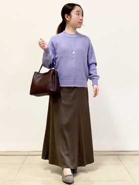「Reflect（リフレクト）の【SS-4Lサイズ】フーデッドミドルダウンコート（ダウンジャケット/コート、グレー系）」を使った、tomominさん（レディース・145cm）の冬コーディネート