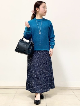 「Reflect（リフレクト）の【SS-4Lサイズ／衿が顔に当たらない◎】スタンドネックミドルコート（その他アウター、ブラック系）」を使った、tomominさん（レディース・145cm）の冬コーディネート