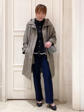 「アイテム（モッズコート、グリーン系）」を使った、mocoさん（レディース・153cm）の冬コーディネート