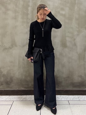 「SOMETHING（サムシング）のアイテム（パンツ）」を使った、minaさん（レディース・154cm）の冬コーディネート