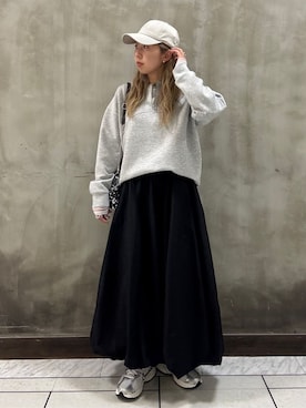 「grove（グローブ）のアイテム（帽子）」を使った、minaさん（レディース・154cm）の春コーディネート