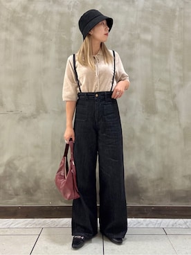 「grove（グローブ）のアイテム（ハット）」を使った、minaさん（レディース・154cm）の秋コーディネート