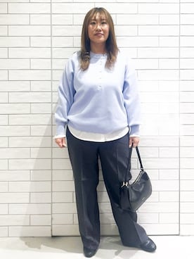 「OPAQUE.CLIP（オペークドットクリップ）のイージーワイドパンツ【洗濯機OK】（その他パンツ、グレー系）」を使った、yuuさん（レディース・154cm）の冬コーディネート