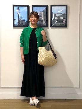 「Dessin（デッサン）の【UVカット/吸水速乾】メッシュワンピース（ワンピース、ブラック系）」を使った、Hiroさん（レディース・158cm）の春コーディネート
