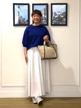 「Dessin（デッサン）の【軽量】コットンリネンパイピングバッグ（トートバッグ、グレー系）」を使った、Hiroさん（レディース・158cm）の春コーディネート