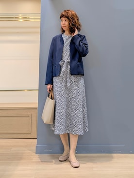 「アイテム（ノーカラージャケット）」を使った、michiさん（レディース・160cm）の夏コーディネート
