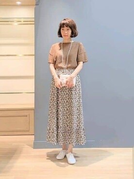 「アイテム（ポーチ、ベージュ系）」を使った、michiさん（レディース・160cm）の夏コーディネート