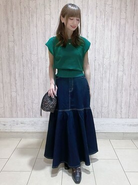 「OPAQUE.CLIP（オペークドットクリップ）のシンプルスクエアベルト（ベルト、ブラック系）」を使った、mikaさん（レディース・153cm）の夏コーディネート