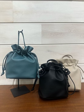 「one'sterrace（ワンズテラス）の◆巾着2WAYショルダー（ショルダーバッグ、ブラック系）」を使った、わかさん（レディース）の冬コーディネート