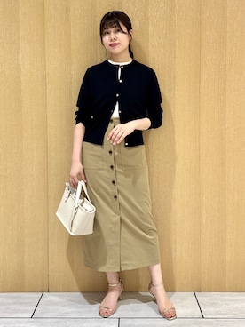 「SOUP（スープ）の◆シフォンドットフリルノースリーブブラウス（シャツ/ブラウス、ベージュ系）」を使った、nanaさん（レディース・163cm）の春コーディネート