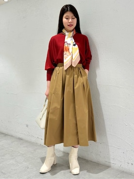 「アイテム（ストール/ショール）」を使った、nanaさん（レディース・163cm）の秋コーディネート