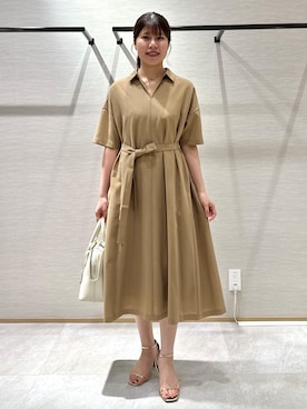 「UNTITLED（アンタイトル）の【追加8／名品】2WAYポケットボストンバッグ（ハンドバッグ、ベージュ系）」を使った、nanaさん（レディース・163cm）の秋コーディネート