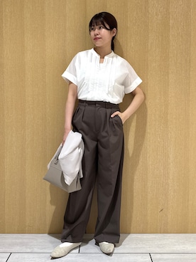 「UNTITLED（アンタイトル）の【コットン100/シアー感】モダンクラフトブラウス（シャツ/ブラウス、ホワイト系）」を使った、nanaさん（レディース・163cm）の春コーディネート