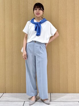 「UNTITLED（アンタイトル）の【古畑星夏さん着用/セットアップ可/UVカット/接触冷感/遮熱/通気性】スラブワイドパンツ（その他パンツ、ブルー系）」を使った、nanaさん（レディース・163cm）の春コーディネート
