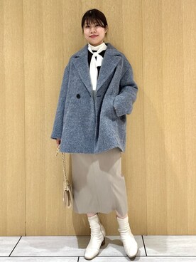 「アイテム（ピーコート）」を使った、nanaさん（レディース・163cm）の冬コーディネート