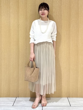 「UNTITLED（アンタイトル）の【古畑星夏さん着用/スクエアインナー】コットンタンクトップ（タンクトップ、ホワイト系）」を使った、nanaさん（レディース・163cm）の春コーディネート