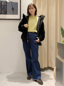 「THE SHOP TK （ザ ショップ ティーケー ）の【2WAY/洗える】リバーシブル フェイクファーブルゾン（ブルゾン、ブラック系）」を使った、なめさん（レディース・159cm）の冬コーディネート