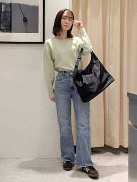 「THE SHOP TK （ザ ショップ ティーケー ）の【S-XLサイズ/選べる6色】どこから見ても美しい ガーターニット/洗濯機OK（ニット/セーター、グリーン系）」を使った、なめさん（レディース・159cm）の冬コーディネート