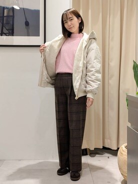「THE SHOP TK （ザ ショップ ティーケー ）の【2WAY/洗える】リバーシブル フェイクファーブルゾン（ブルゾン、ベージュ系）」を使った、なめさん（レディース・159cm）の冬コーディネート