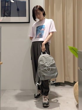 「THE SHOP TK （ザ ショップ ティーケー ）のフォトアソートTシャツ【接触冷感/UV/毛玉になりにくい/洗濯機OK】（Tシャツ/カットソー、ピンク系）」を使った、なめさん（レディース・159cm）の夏コーディネート
