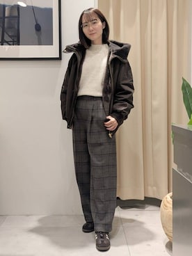 「THE SHOP TK （ザ ショップ ティーケー ）の【2WAY/洗える】リバーシブル フェイクファーブルゾン（ブルゾン、ブラウン系）」を使った、なめさん（レディース・159cm）の冬コーディネート