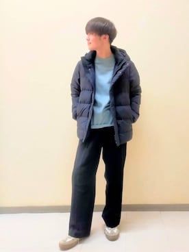 「アイテム（ダウンジャケット/コート）」を使った、nerさん（メンズ・166cm）の冬コーディネート