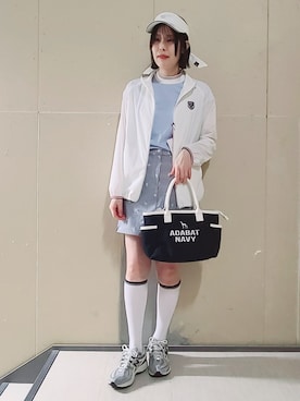 「アイテム（サンバイザー）」を使った、yumiさん（レディース・165cm）の春コーディネート