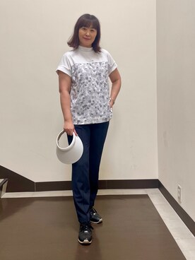 「adabat（アダバット）の【ADABAT NAVY】撥水/フルダルピンタックパンツ（その他パンツ、ブルー系）」を使った、SALTさん（レディース・164cm）の夏コーディネート