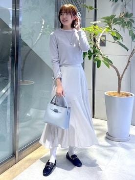 「UNTITLED（アンタイトル）の【アンサンブル可/洗える】ウォームスパンニット（ニット/セーター、グレー系）」を使った、yukaさん（レディース・170cm）の冬コーディネート