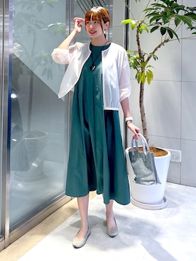 「UNTITLED（アンタイトル）のトリコットシアーブラウス（シャツ/ブラウス、ホワイト系）」を使った、yukaさん（レディース・170cm）の夏コーディネート