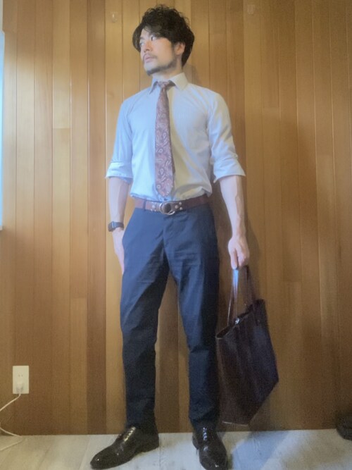 まっきん 筋トレ ゆるローファット Taka Qのビジネスシャツを使ったコーディネート Wear
