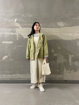 「URBAN RESEARCH DOORS（アーバンリサーチドアーズ）の『別注』beej×DOORS　ワッフルトートバッグ（トートバッグ、ホワイト系）」を使った、ときさん（レディース・160cm）の春コーディネート