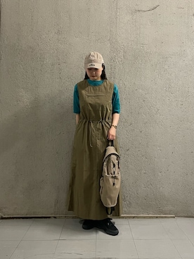 「EKAL（エカル）のEASY DAYPACK（バックパック/リュック、ベージュ系）」を使った、ときさん（レディース・160cm）の春コーディネート