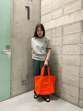 「URBAN RESEARCH DOORS（アーバンリサーチドアーズ）のL.L.Bean JAPAN EDITION SHORTSLEEVERINGER T-SHIRTS（Tシャツ/カットソー、グレー系）」を使った、ときさん（レディース・160cm）の春コーディネート