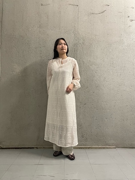 「URBAN RESEARCH DOORS（アーバンリサーチドアーズ）のレースワンピース（ワンピース、ベージュ系）」を使った、ときさん（レディース・160cm）の春コーディネート
