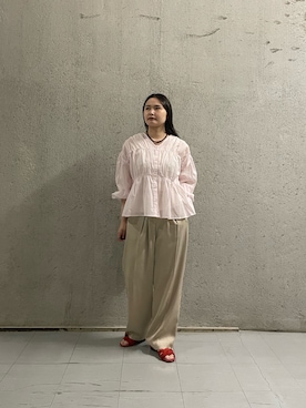 「URBAN RESEARCH DOORS（アーバンリサーチドアーズ）のセパレートフラットサンダル（サンダル、レッド系）」を使った、ときさん（レディース・160cm）の春コーディネート