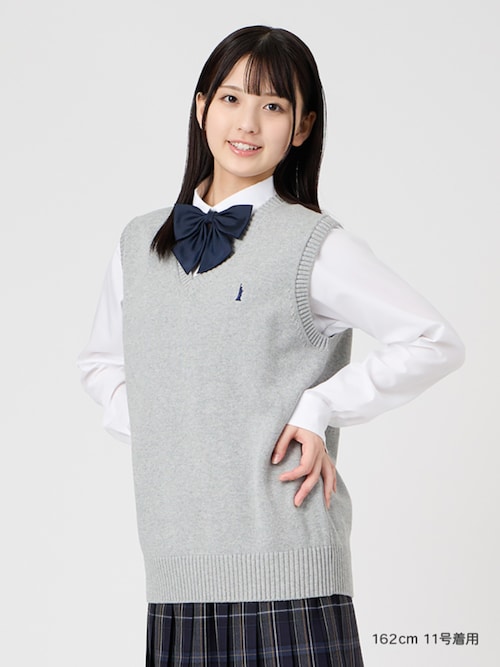 ベスト 綿 7G ニット 通学 女子 制服 学生服 中学生 高校生 スクール