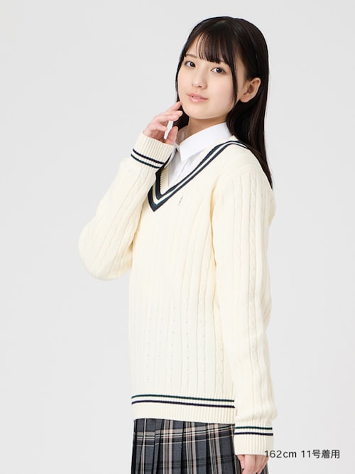セーター ケーブル ライン入り 綿 7G 制服 学生服 中学 高校 スクール