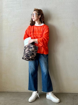 「JOURNAL STANDARD LUXE（ジャーナルスタンダード　ラックス）の12OZデニム フラムパンツ（デニムパンツ、ブルー系）」を使った、OEさん（レディース・161cm）の冬コーディネート