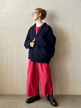 「JOURNAL STANDARD LUXE（ジャーナルスタンダード　ラックス）のMIXツィードジャケット（その他アウター、ブルー系）」を使った、OEさん（レディース・161cm）の冬コーディネート