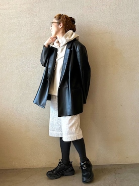 「JOURNAL STANDARD LUXE（ジャーナルスタンダード　ラックス）のJesse's Lace Shorts（その他パンツ、ホワイト系）」を使った、OEさん（レディース・161cm）の冬コーディネート