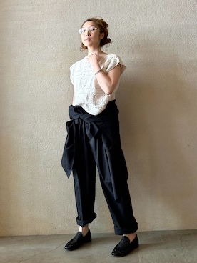 「JOURNAL STANDARD LUXE（ジャーナルスタンダード　ラックス）のラミートロピカルダブルジャケット（テーラードジャケット、ブラック系）」を使った、OEさん（レディース・161cm）の冬コーディネート