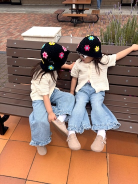 「BREEZE（ブリーズ）のアイテム」を使った、futagoさん（キッズ・100cm）の春コーディネート