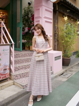 「Her lip to（ハーリップトゥー）のPaddington Long Dress（ワンピース、パープル系）」を使った、Her lip toさん（レディース・160cm）の夏コーディネート