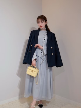 「Her lip to（ハーリップトゥー）のChiffon Knit Docking Dress（ワンピース、ブルー系）」を使った、Her lip toさん（レディース・160cm）の夏コーディネート