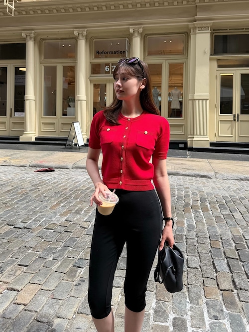 Her lip to カーディガン 半袖 Gold Button Knit Cardigan レディース